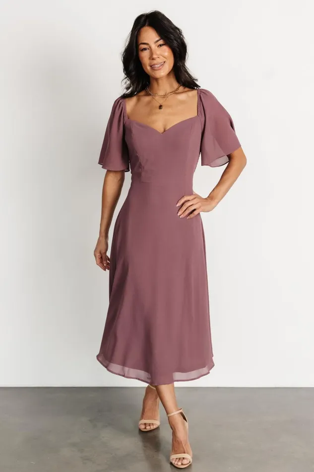 Women Wedding Guest Baltic Born Colette Sweetheart Midi Dress Vintage Plum Women Wedding Guest Baltic Born Colette Sweetheart Midi Dress Vintage Plum