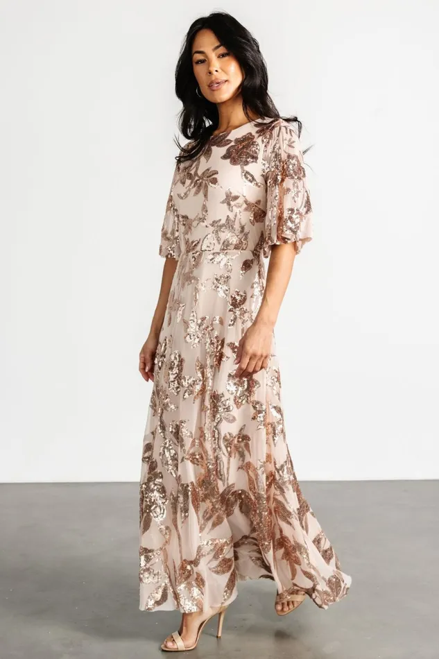 Women Wedding Guest Baltic Born Lucy Sequin Dress Rose Gold Women Wedding Guest Baltic Born Lucy Sequin Dress Rose Gold