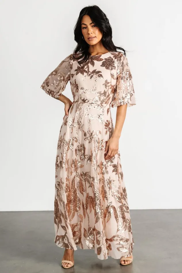 Women Wedding Guest Baltic Born Lucy Sequin Dress Rose Gold Women Wedding Guest Baltic Born Lucy Sequin Dress Rose Gold