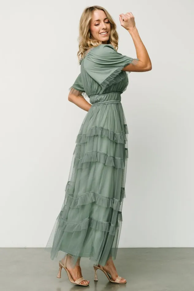 Women Wedding Guest Baltic Born Magdalena Tulle Maxi Dress Eucalyptus Women Wedding Guest Baltic Born Magdalena Tulle Maxi Dress Eucalyptus