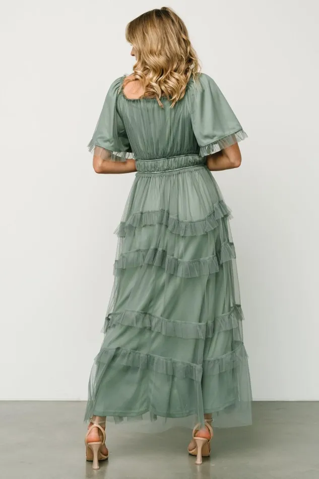 Women Wedding Guest Baltic Born Magdalena Tulle Maxi Dress Eucalyptus Women Wedding Guest Baltic Born Magdalena Tulle Maxi Dress Eucalyptus