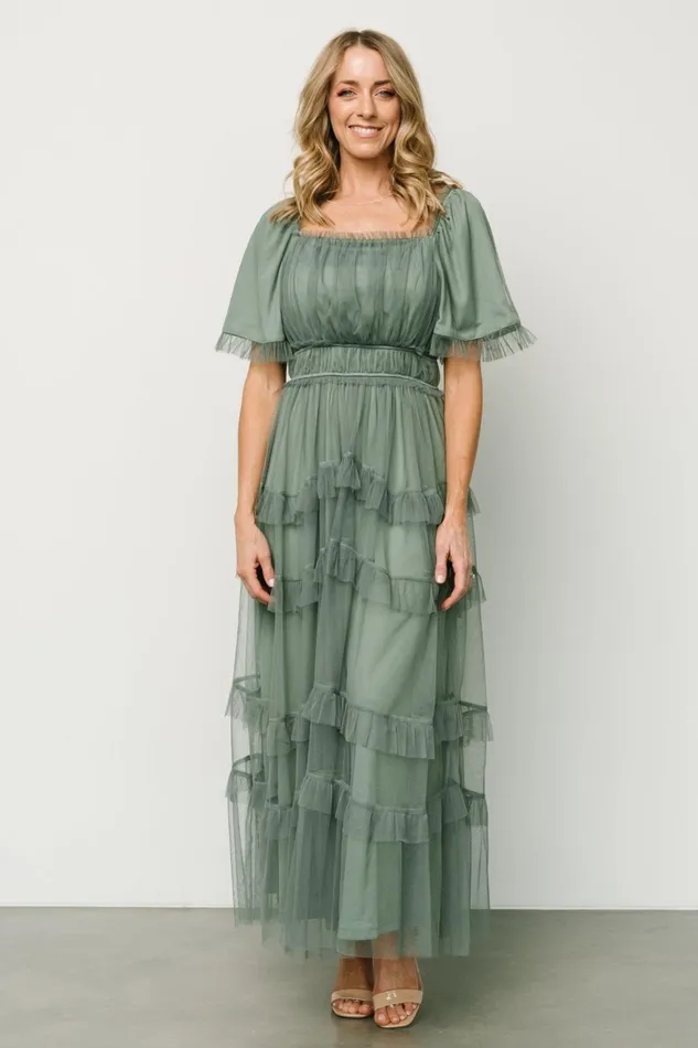 Women Wedding Guest Baltic Born Magdalena Tulle Maxi Dress Eucalyptus Women Wedding Guest Baltic Born Magdalena Tulle Maxi Dress Eucalyptus