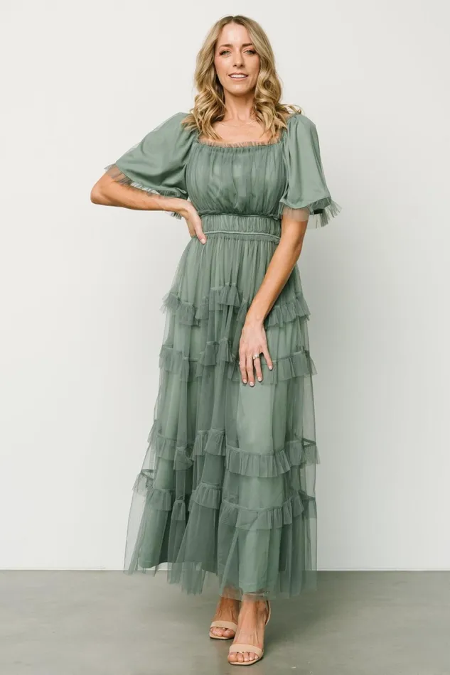 Women Wedding Guest Baltic Born Magdalena Tulle Maxi Dress Eucalyptus Women Wedding Guest Baltic Born Magdalena Tulle Maxi Dress Eucalyptus