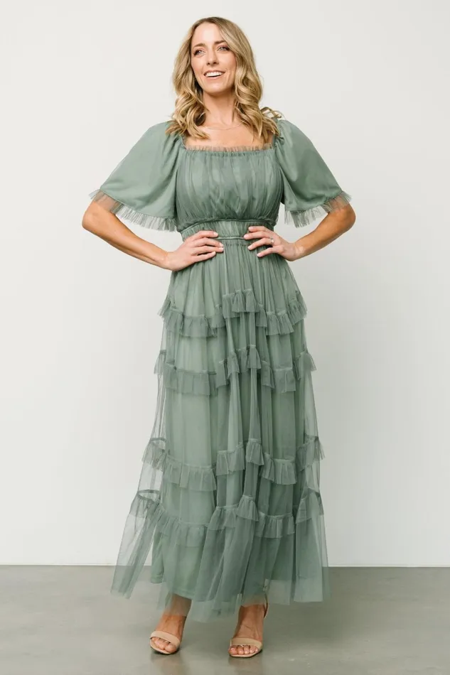 Women Wedding Guest Baltic Born Magdalena Tulle Maxi Dress Eucalyptus Women Wedding Guest Baltic Born Magdalena Tulle Maxi Dress Eucalyptus
