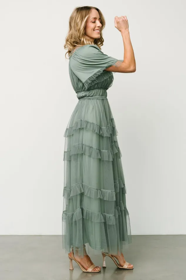 Women Wedding Guest Baltic Born Magdalena Tulle Maxi Dress Eucalyptus Women Wedding Guest Baltic Born Magdalena Tulle Maxi Dress Eucalyptus