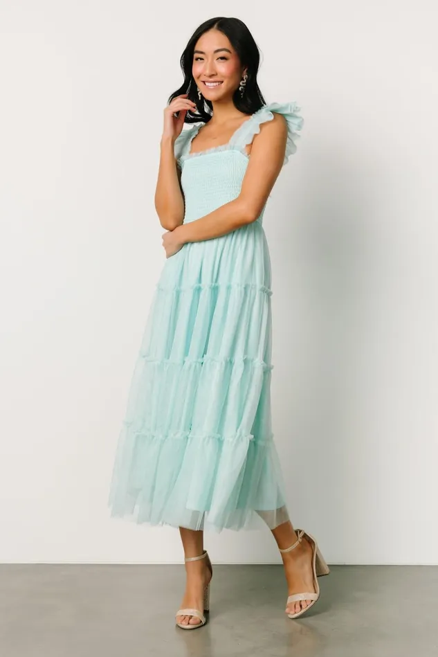 Women Wedding Guest Baltic Born Mindi Tulle Midi Dress Sea Blue Women Wedding Guest Baltic Born Mindi Tulle Midi Dress Sea Blue
