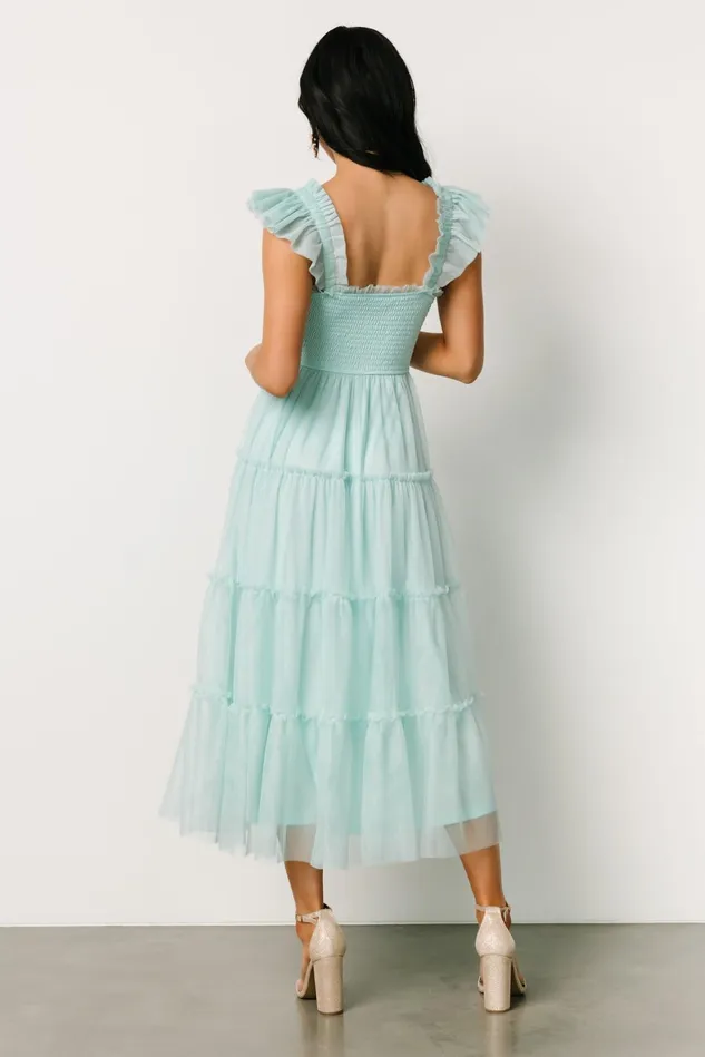 Women Wedding Guest Baltic Born Mindi Tulle Midi Dress Sea Blue Women Wedding Guest Baltic Born Mindi Tulle Midi Dress Sea Blue