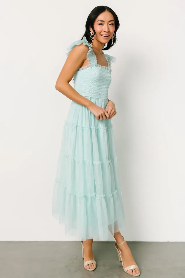 Women Wedding Guest Baltic Born Mindi Tulle Midi Dress Sea Blue Women Wedding Guest Baltic Born Mindi Tulle Midi Dress Sea Blue