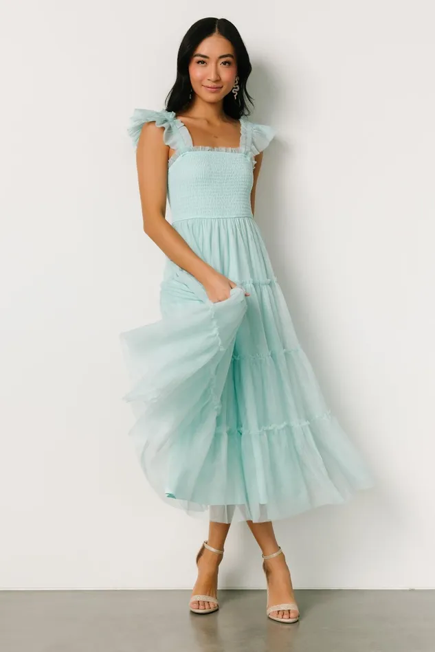 Women Wedding Guest Baltic Born Mindi Tulle Midi Dress Sea Blue Women Wedding Guest Baltic Born Mindi Tulle Midi Dress Sea Blue