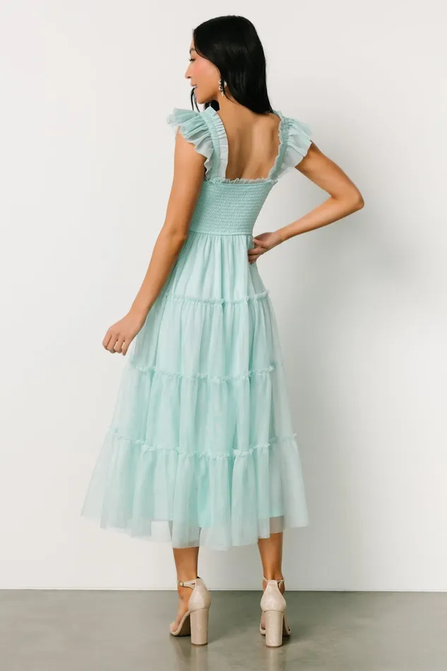 Women Wedding Guest Baltic Born Mindi Tulle Midi Dress Sea Blue Women Wedding Guest Baltic Born Mindi Tulle Midi Dress Sea Blue