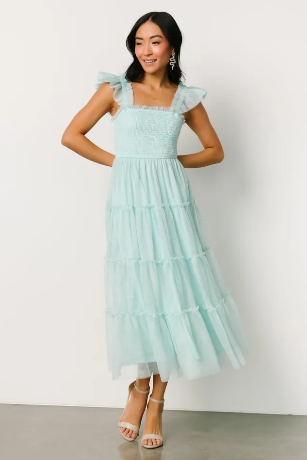 Women Wedding Guest Baltic Born Mindi Tulle Midi Dress Sea Blue Women Wedding Guest Baltic Born Mindi Tulle Midi Dress Sea Blue