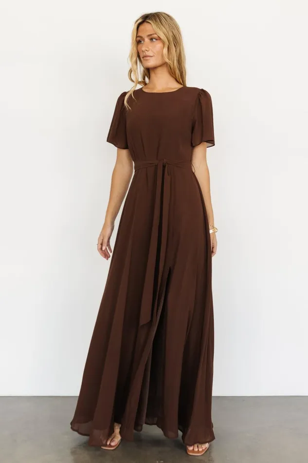 Women Wedding Guest Baltic Born Naomi Short Sleeve Maxi Dress Espresso Women Wedding Guest Baltic Born Naomi Short Sleeve Maxi Dress Espresso