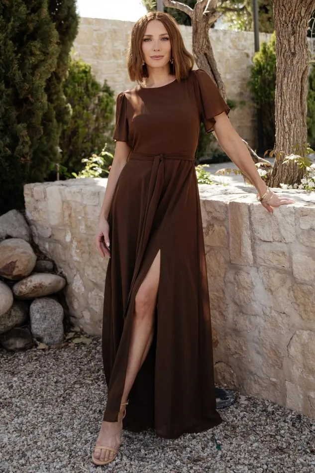 Women Wedding Guest Baltic Born Naomi Short Sleeve Maxi Dress Espresso Women Wedding Guest Baltic Born Naomi Short Sleeve Maxi Dress Espresso