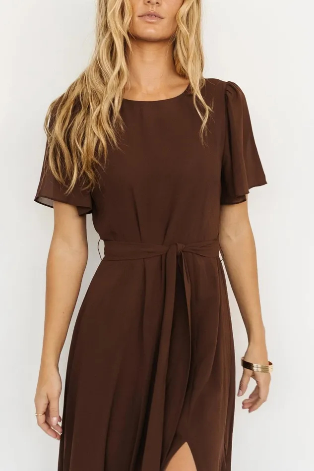 Women Wedding Guest Baltic Born Naomi Short Sleeve Maxi Dress Espresso Women Wedding Guest Baltic Born Naomi Short Sleeve Maxi Dress Espresso