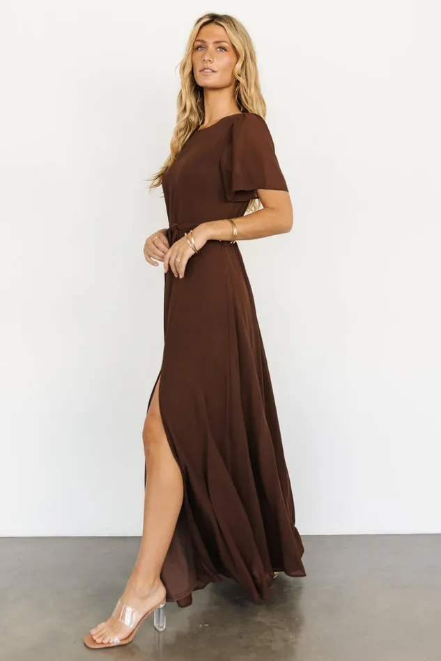 Women Wedding Guest Baltic Born Naomi Short Sleeve Maxi Dress Espresso Women Wedding Guest Baltic Born Naomi Short Sleeve Maxi Dress Espresso