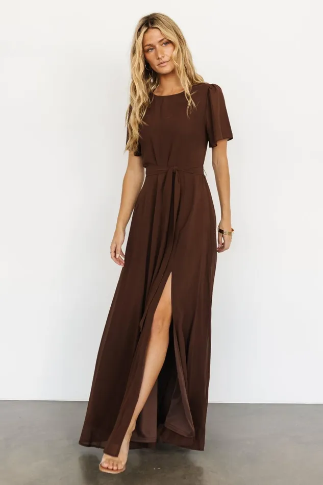 Women Wedding Guest Baltic Born Naomi Short Sleeve Maxi Dress Espresso Women Wedding Guest Baltic Born Naomi Short Sleeve Maxi Dress Espresso