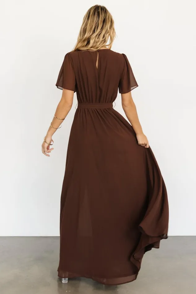Women Wedding Guest Baltic Born Naomi Short Sleeve Maxi Dress Espresso Women Wedding Guest Baltic Born Naomi Short Sleeve Maxi Dress Espresso