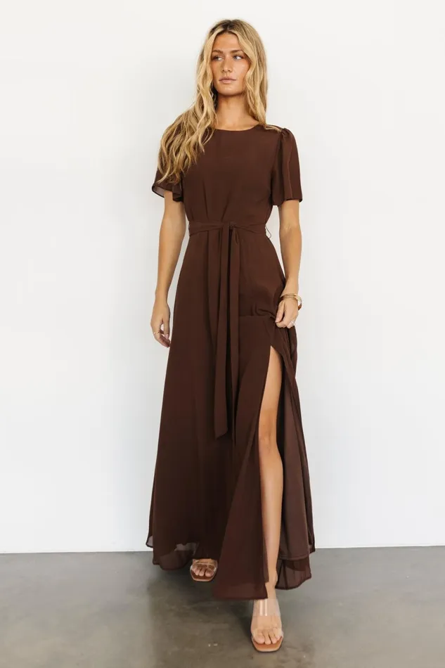 Women Wedding Guest Baltic Born Naomi Short Sleeve Maxi Dress Espresso Women Wedding Guest Baltic Born Naomi Short Sleeve Maxi Dress Espresso