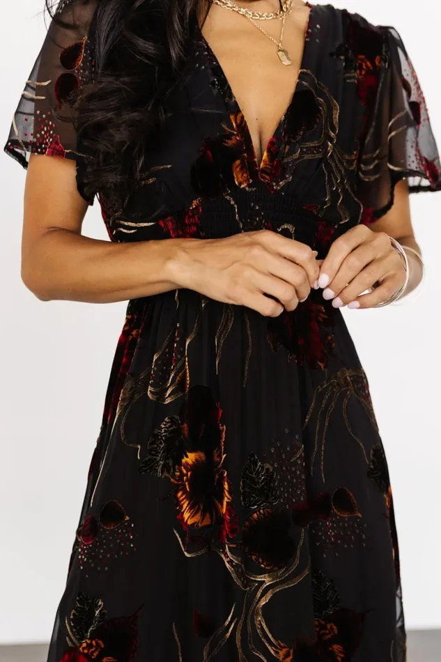 Women Wedding Guest Baltic Born Valen Maxi Dress Black Multi