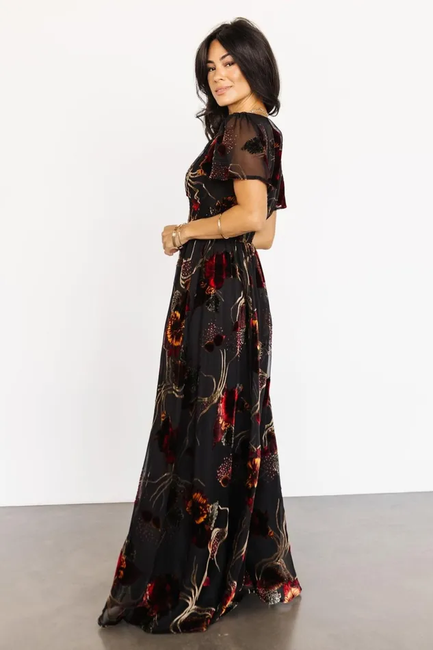Women Wedding Guest Baltic Born Valen Maxi Dress Black Multi