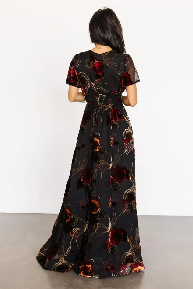 Women Wedding Guest Baltic Born Valen Maxi Dress Black Multi