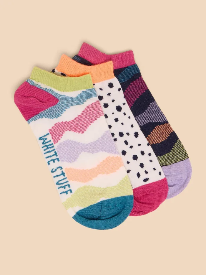 Women White Stuff Accessories 3 Pack Abstract Trainer Socks