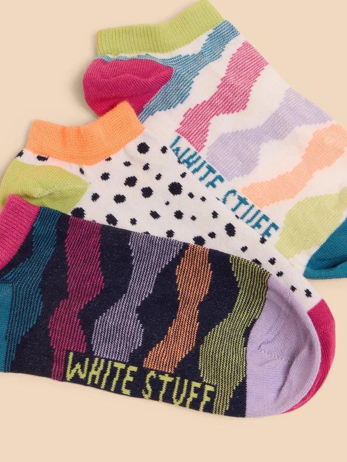 Women White Stuff Accessories 3 Pack Abstract Trainer Socks Women White Stuff Accessories 3 Pack Abstract Trainer Socks