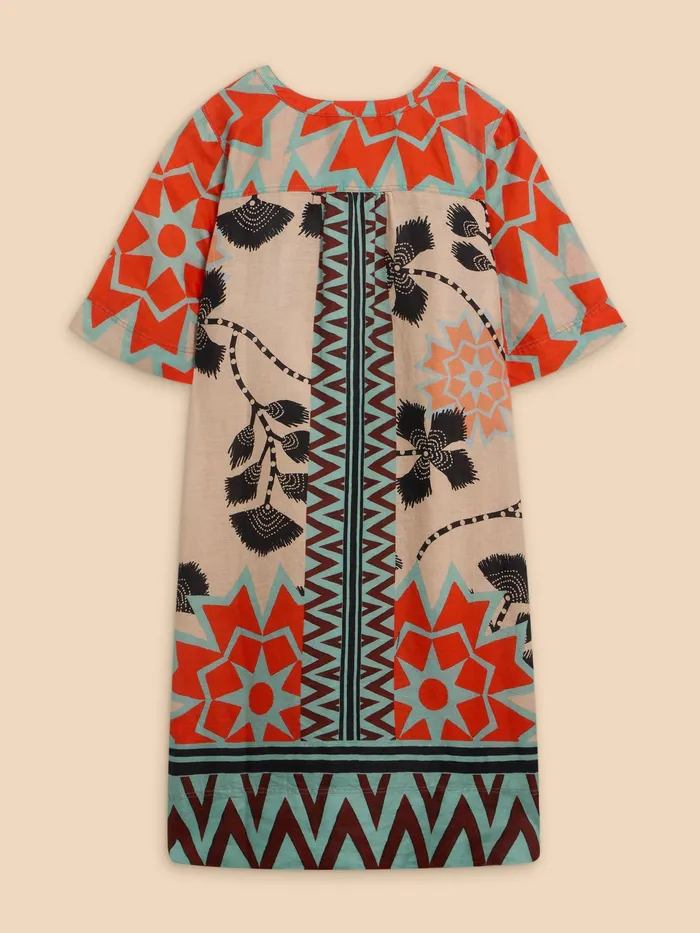 Women White Stuff Clothing June Linen Printed Notch Neck Dress Women White Stuff Clothing June Linen Printed Notch Neck Dress