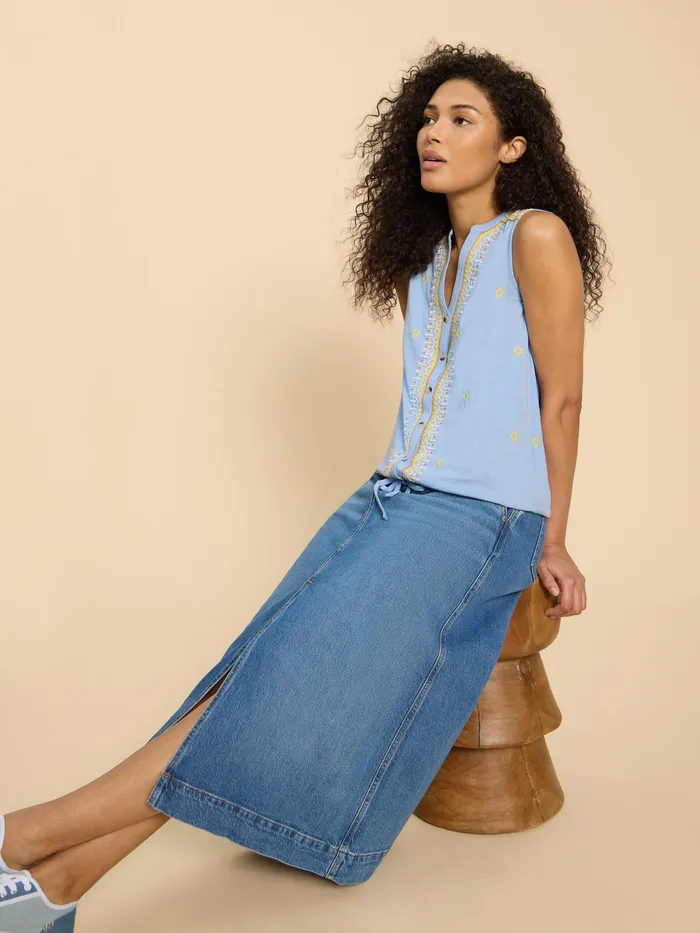 Women White Stuff Clothing TULIP JERSEY SLEEVELESS SHIRT Women White Stuff Clothing TULIP JERSEY SLEEVELESS SHIRT
