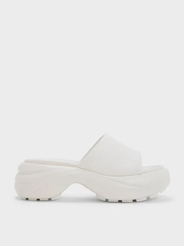 Women WideStrap Curved Platform Sports Sandals 8211 White CHARLES and KEITH Sandals