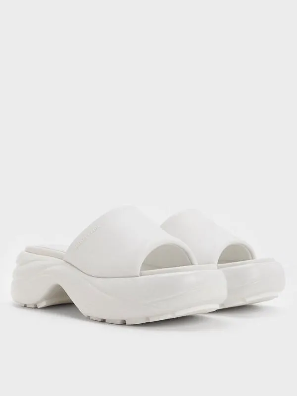 Women WideStrap Curved Platform Sports Sandals 8211 White CHARLES and KEITH Sandals