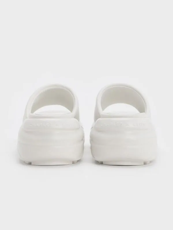 Women WideStrap Curved Platform Sports Sandals 8211 White CHARLES and KEITH Sandals