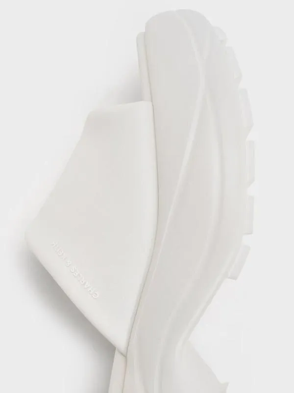 Women WideStrap Curved Platform Sports Sandals 8211 White CHARLES and KEITH Sandals