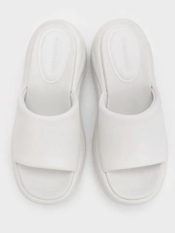 Women WideStrap Curved Platform Sports Sandals 8211 White CHARLES and KEITH Sandals