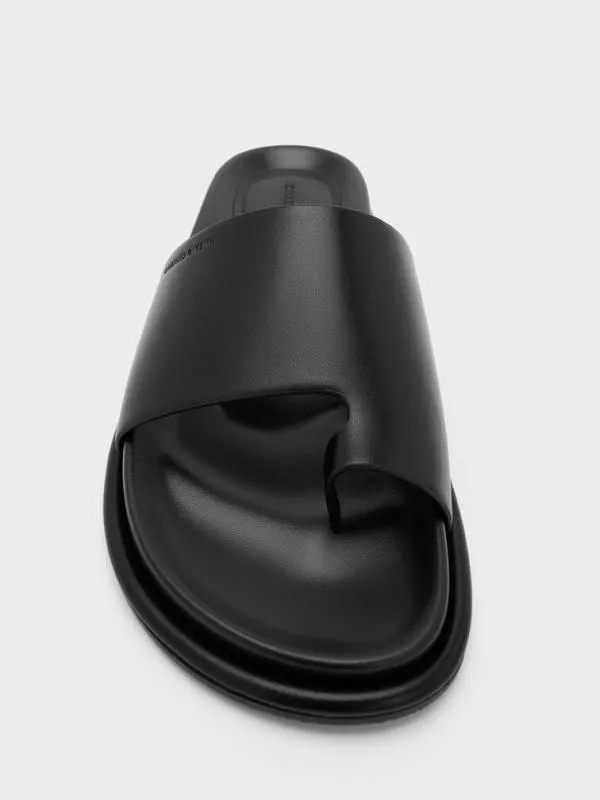 Women WideStrap ToeRing Sandals 8211 Black CHARLES and KEITH Sandals