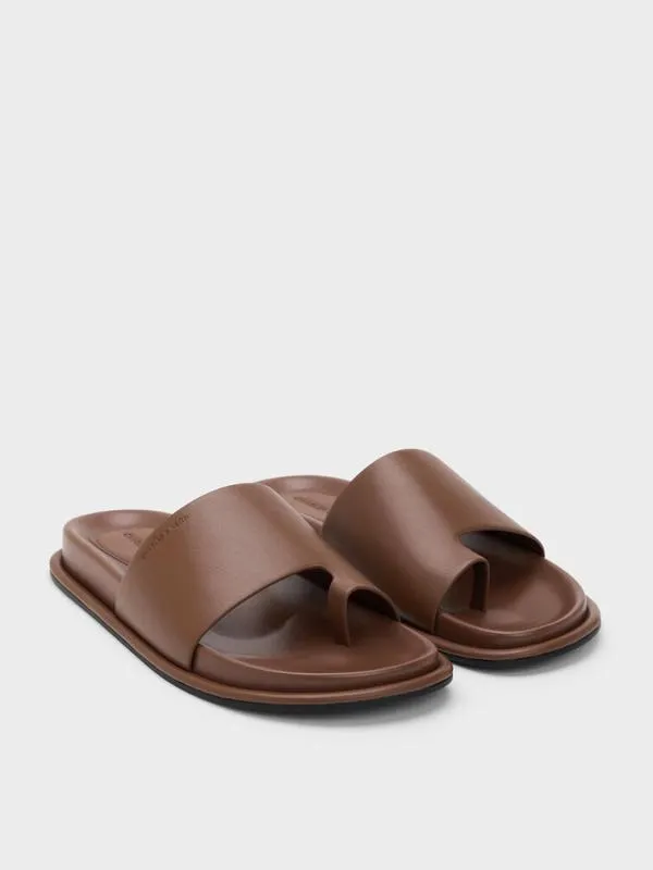 Women WideStrap ToeRing Sandals 8211 Brown CHARLES and KEITH Sandals