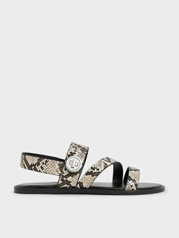 Women Yara SnakePrint Turn Lock Strappy Sandals 8211 Animal Print Natural CHARLES and KEITH Sandals Women Yara SnakePrint Turn Lock Strappy Sandals 8211 Animal Print Natural CHARLES and KEITH Sandals