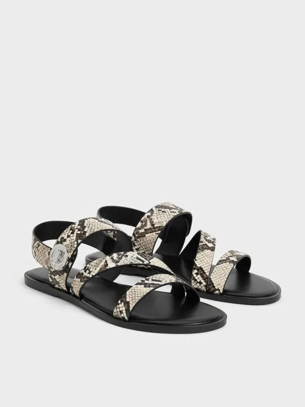 Women Yara SnakePrint Turn Lock Strappy Sandals 8211 Animal Print Natural CHARLES and KEITH Sandals Women Yara SnakePrint Turn Lock Strappy Sandals 8211 Animal Print Natural CHARLES and KEITH Sandals