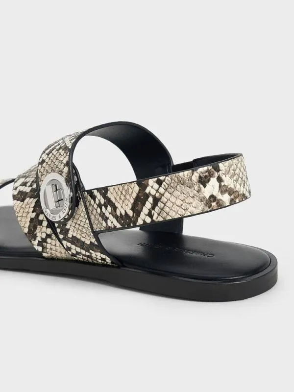 Women Yara SnakePrint Turn Lock Strappy Sandals 8211 Animal Print Natural CHARLES and KEITH Sandals Women Yara SnakePrint Turn Lock Strappy Sandals 8211 Animal Print Natural CHARLES and KEITH Sandals