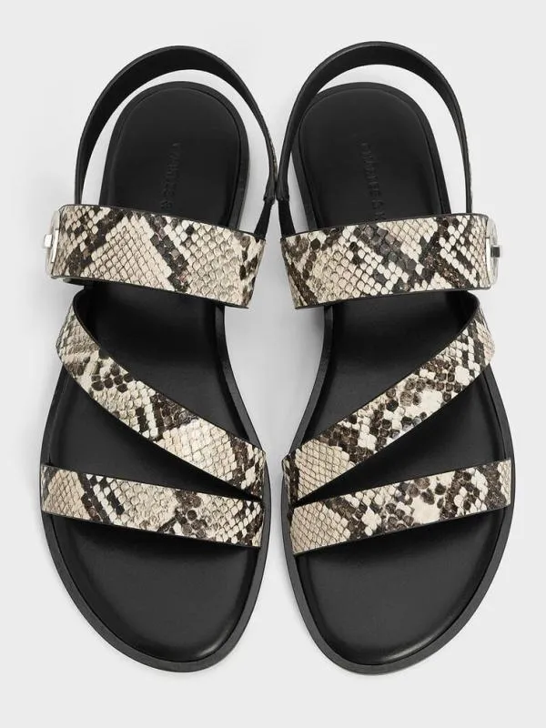 Women Yara SnakePrint Turn Lock Strappy Sandals 8211 Animal Print Natural CHARLES and KEITH Sandals Women Yara SnakePrint Turn Lock Strappy Sandals 8211 Animal Print Natural CHARLES and KEITH Sandals