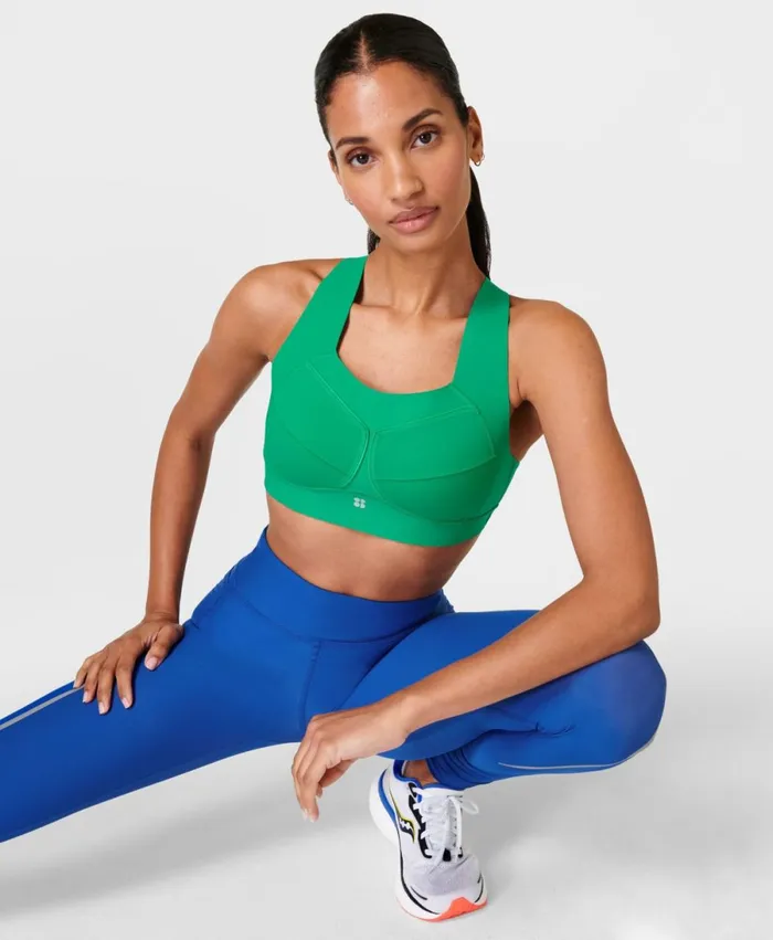 Women Zero Gravity Running Bra Electro Green Sweaty Betty Underwear