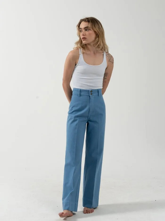 Womens Belle Full Length Chino Powder Blue Thrills Pants