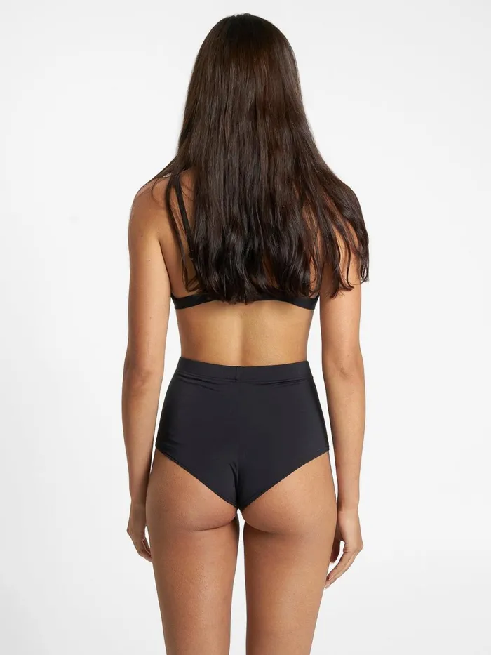 Womens Boy Leg Bikini Bottom Black Thrills Swim