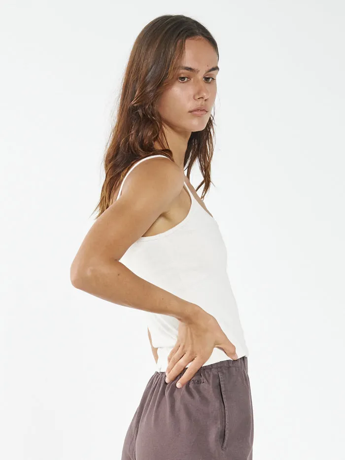 Womens Hemp Heavyweight Bound Tank Unbleached Thrills Tops and Tees