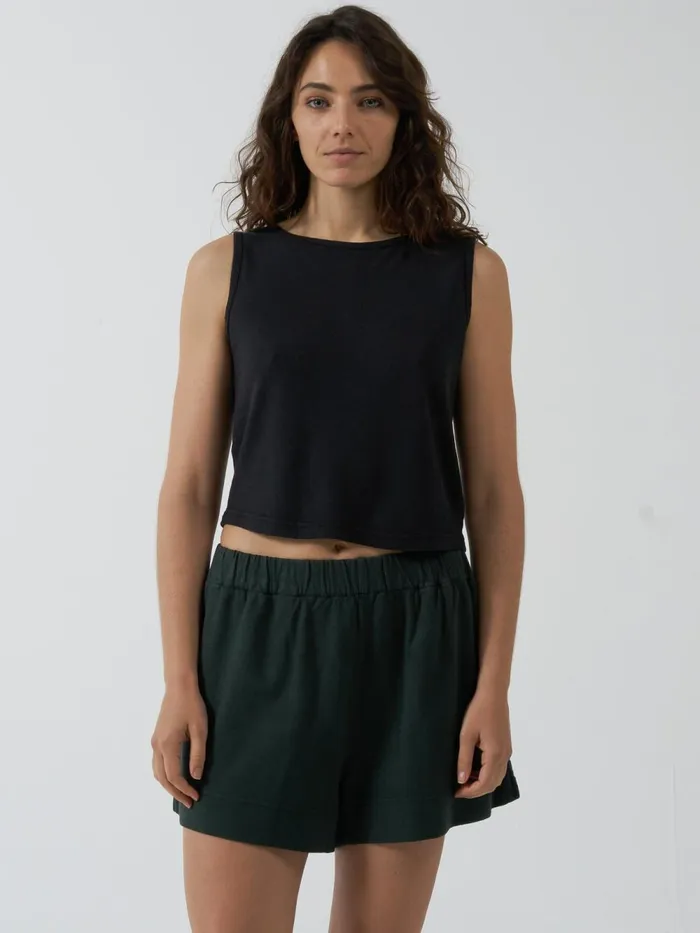 Womens Hemp Mid Rise Short Deep Emerald Thrills Shorts