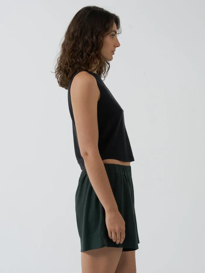 Womens Hemp Mid Rise Short Deep Emerald Thrills Shorts