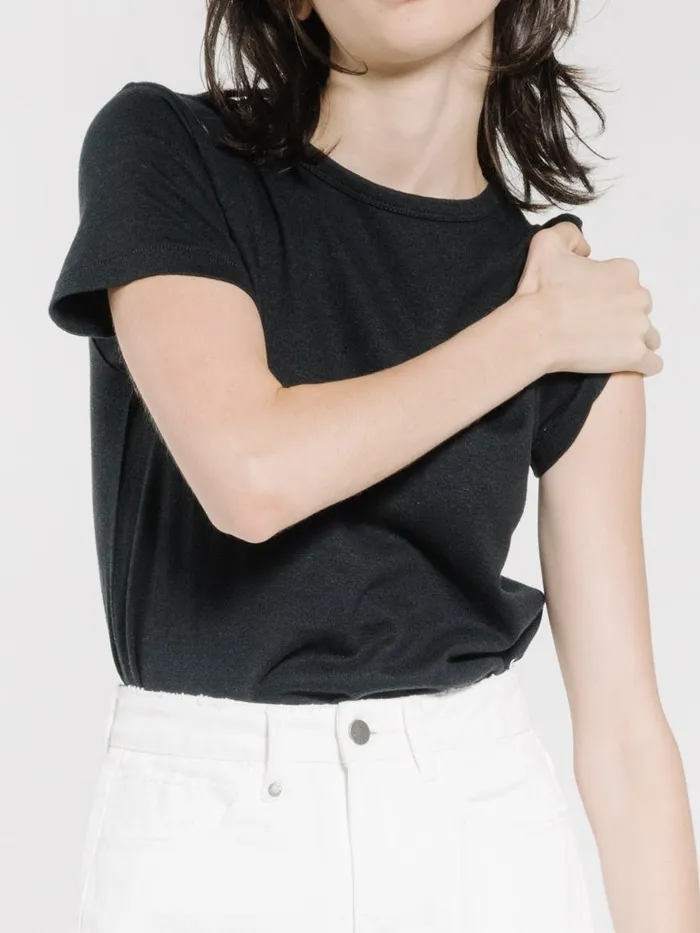 Womens Hemp Slim Tee Faded Black Thrills Tops and Tees
