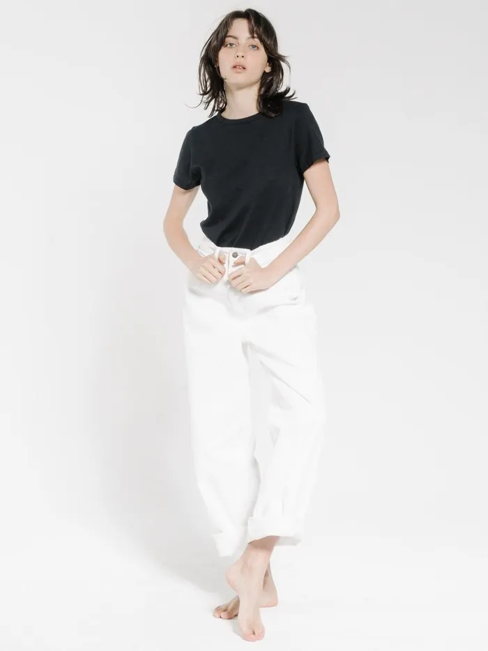 Womens Hemp Slim Tee Faded Black Thrills Tops and Tees