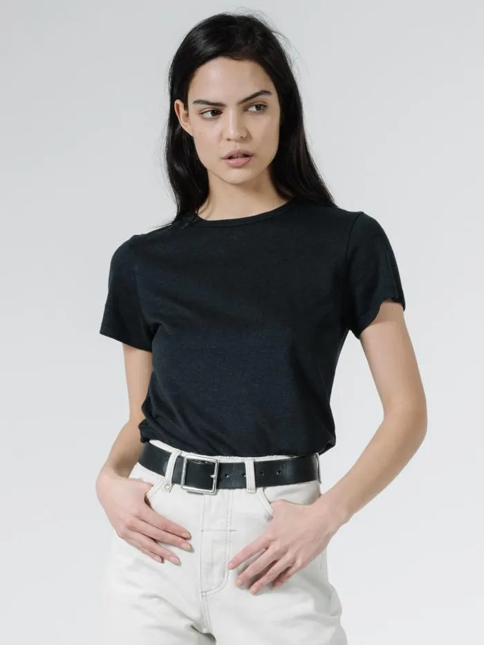 Womens Hemp Slim Tee Faded Black Thrills Tops and Tees