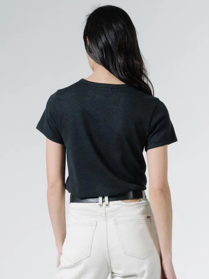 Womens Hemp Slim Tee Faded Black Thrills Tops and Tees